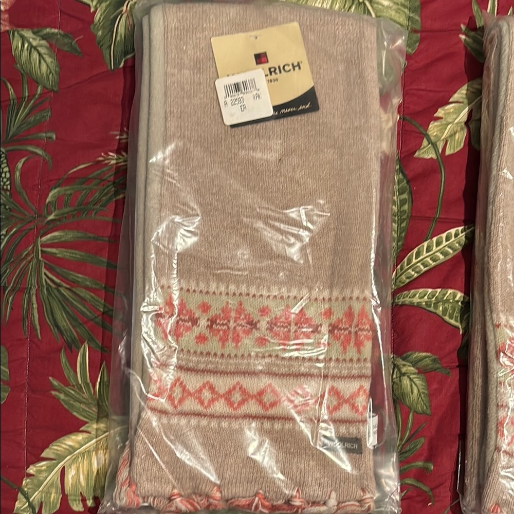 Woolrich Beige and Pink Scarf